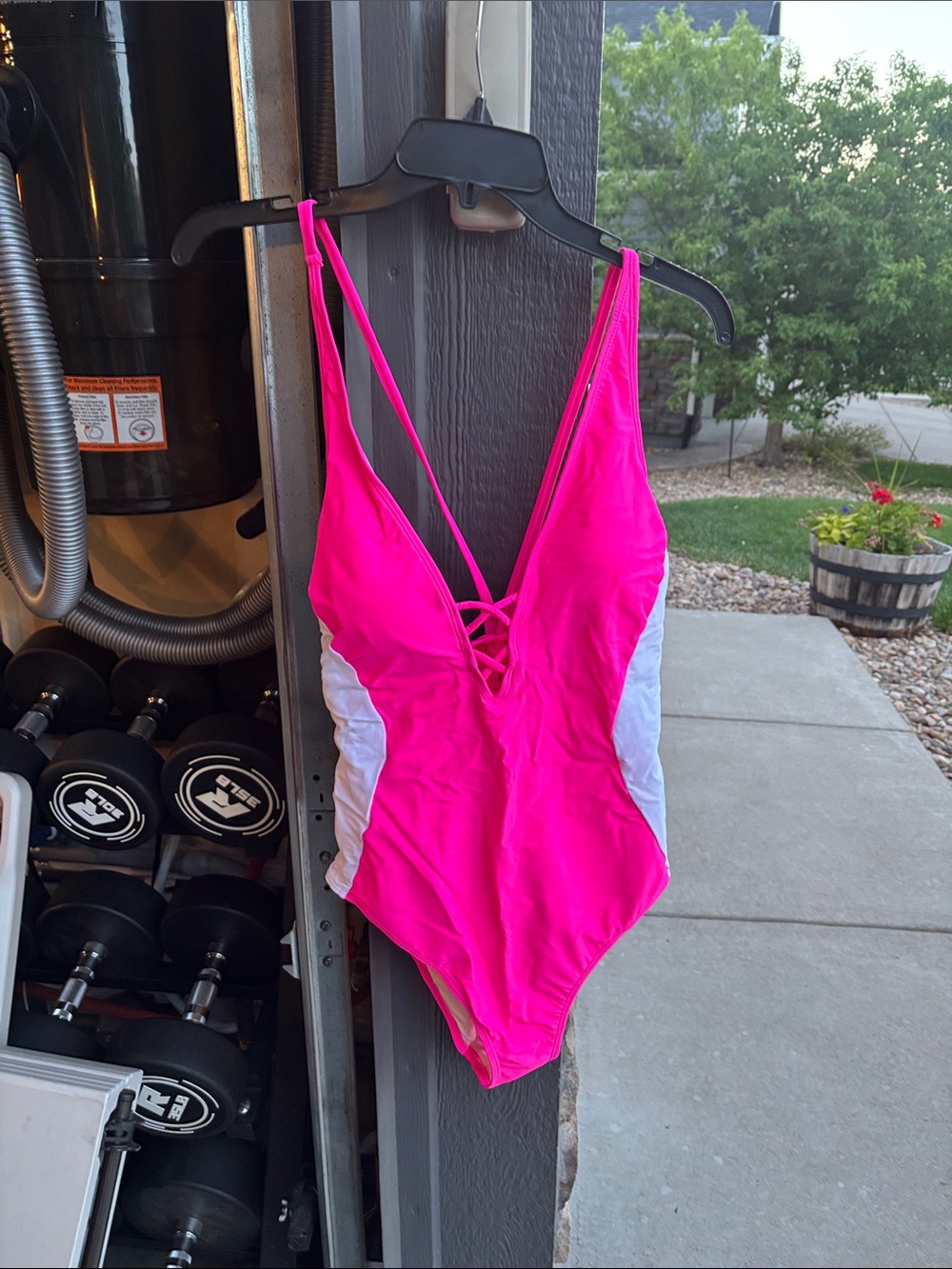 Amazon hot pink and white one piece swim suit